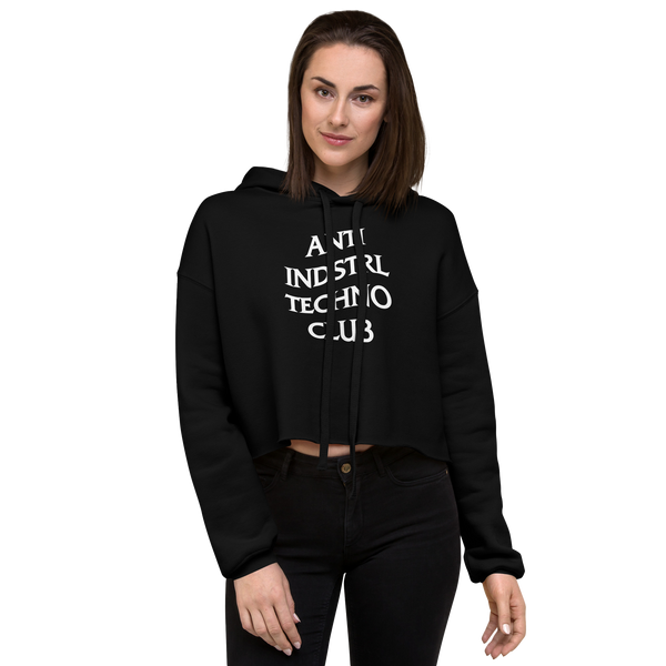 Anti Indstrl Techno Club Black Womens Crop Hoodie