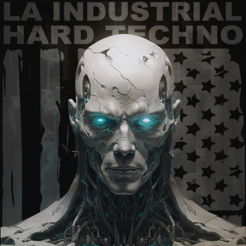 LA Industrial Hard Techno. Portrait Flag