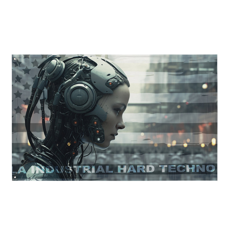 Female Cyborg Industrial Techno Flag